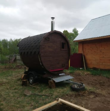Монтаж бани-бочки №413 от 23.04.2021 в Великом Устюге